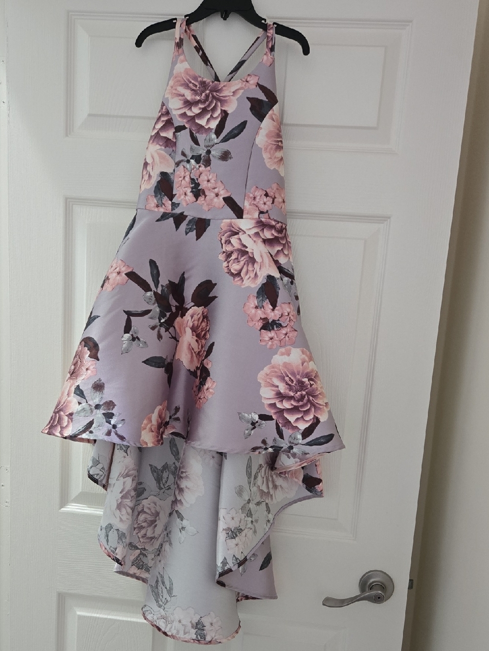 Xtraordinary Lilac Floral High-Low Dress with Pink Blooms